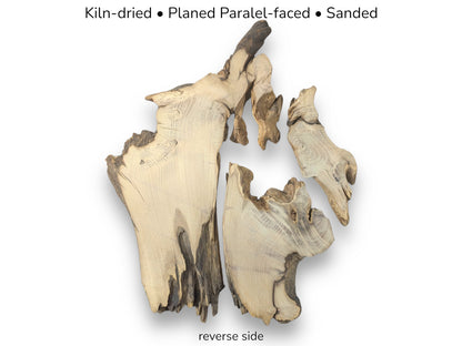 Image showing the kiln-dried, planed, sanded reverse side of multiple black locust root wood pieces.