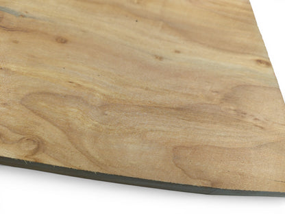 An angled perspective showing the smooth, pale surface and subtle grain details of an alder wood slice.