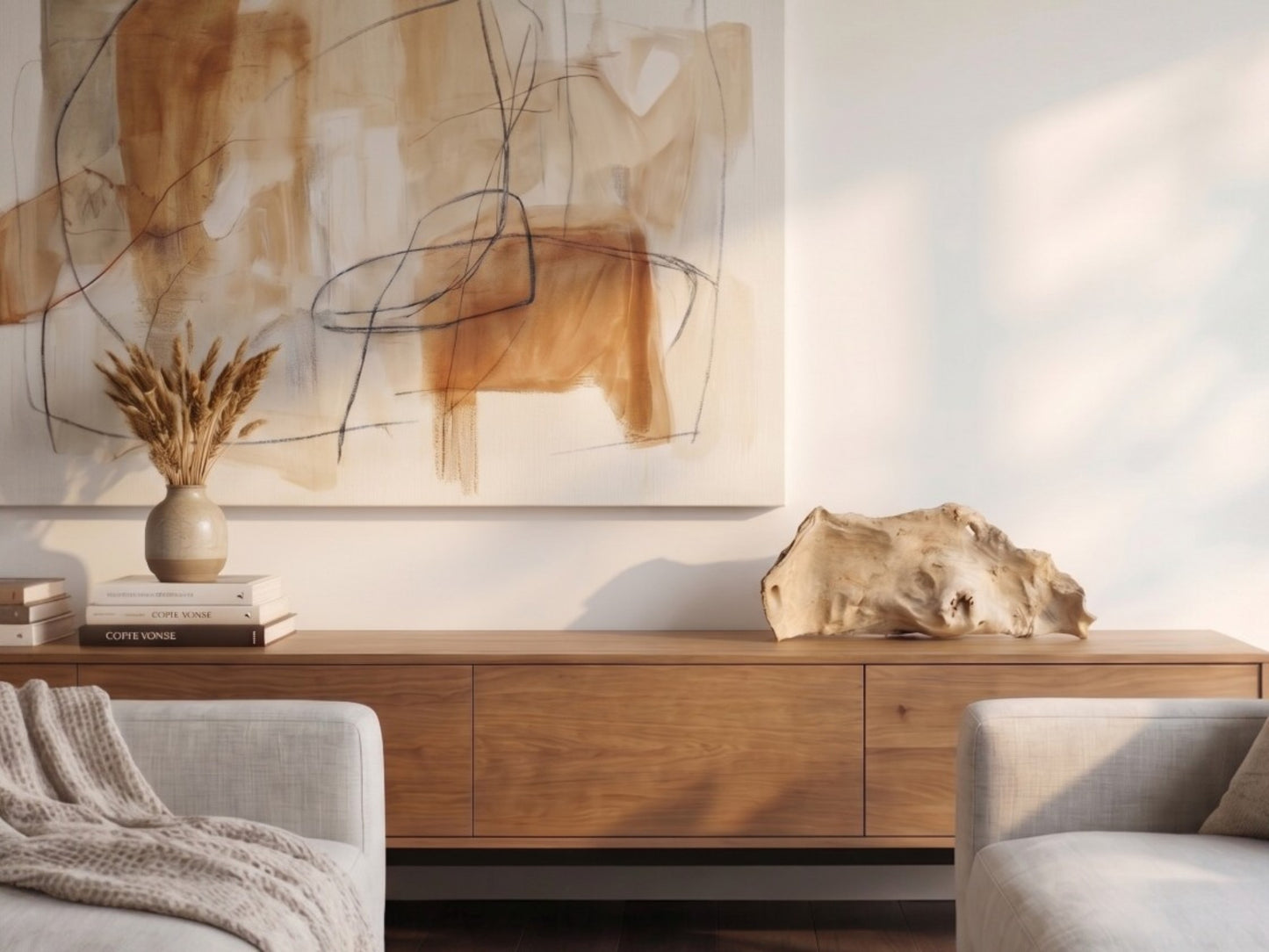 A light brown, naturally shaped driftwood piece with a smooth surface and organic edges.