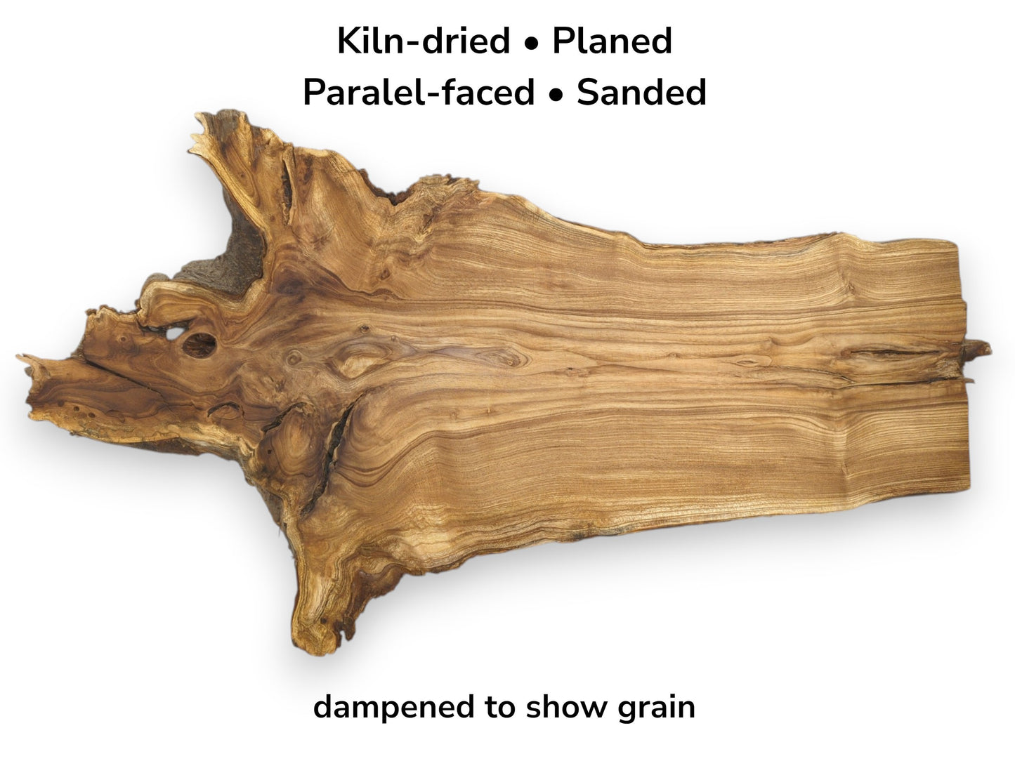 A gnarled timber section with a large knot hole and sweeping, parallel grain patterns.