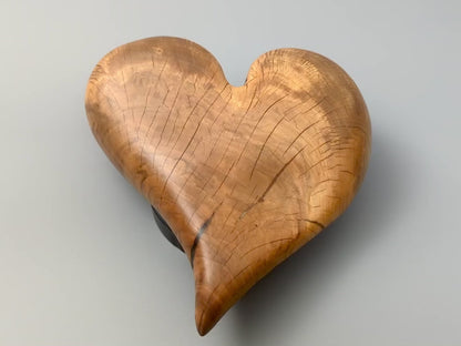 Hand‑Carved Wooden Heart Wall Art, Solid Hardwood, Rustic Farmhouse Wall Decor, Romantic 5th Anniversary Gift, Handmade Sculpture #002