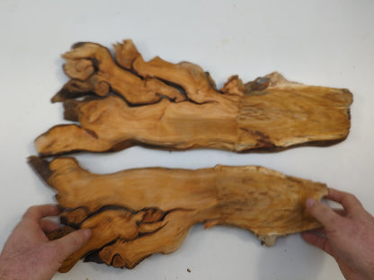 Wild Cherry Wood Slab Highly Figured Live Edge Root Lumber Blank For Woodworking Supply #018
