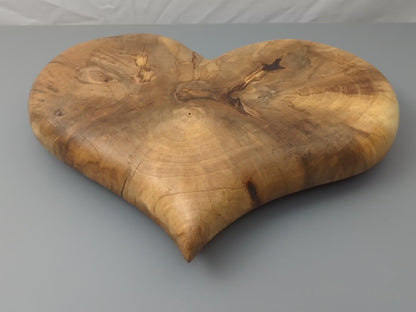 Hand‑Carved Wooden Heart Wall Art, Solid Hardwood, Rustic Farmhouse Wall Decor, Romantic 5th Anniversary Gift, Handmade Sculpture #001