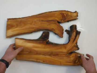 Wild Cherry Wood Slabs Set Of Two Raw Edge Slices for Epoxy Projects #020